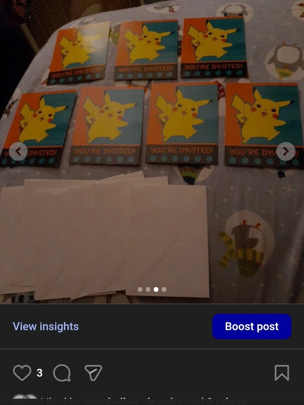 Pikachu party invites (7) With Envelopes